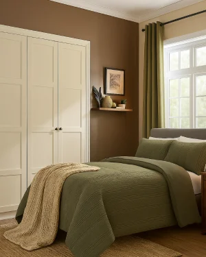 cozy bedroom design with built in wardrobe