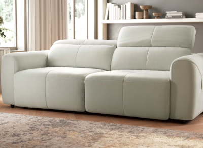 Cream manual recliner sofa