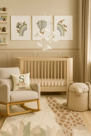 neutral safari theme nursery scheme