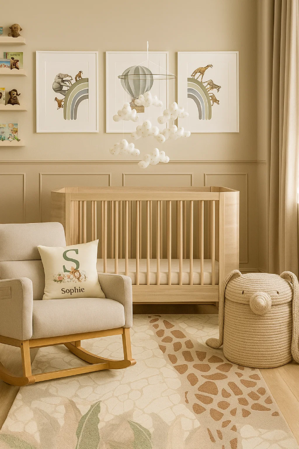 neutral safari theme nursery scheme