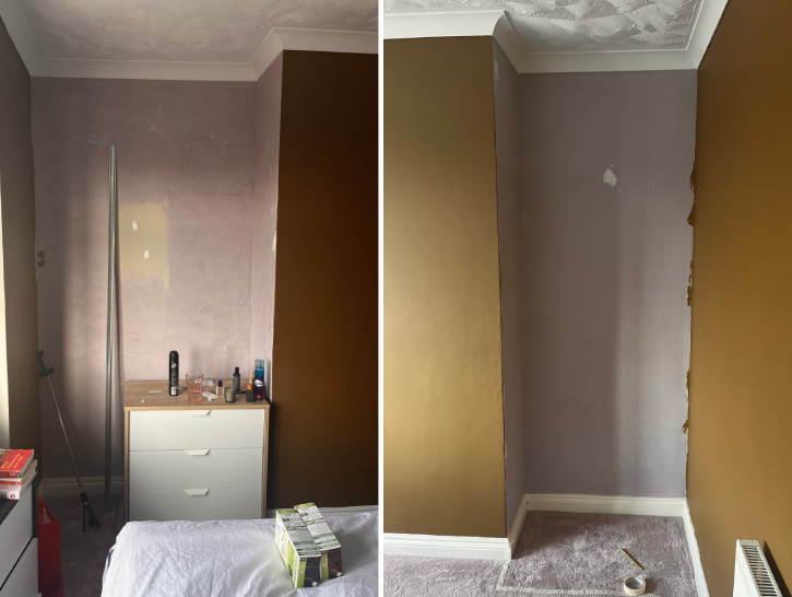 before fitted wardrobe between a fireplace wall