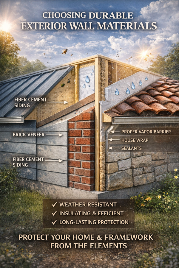 choosing durable materials for exterior walls in a home infographic