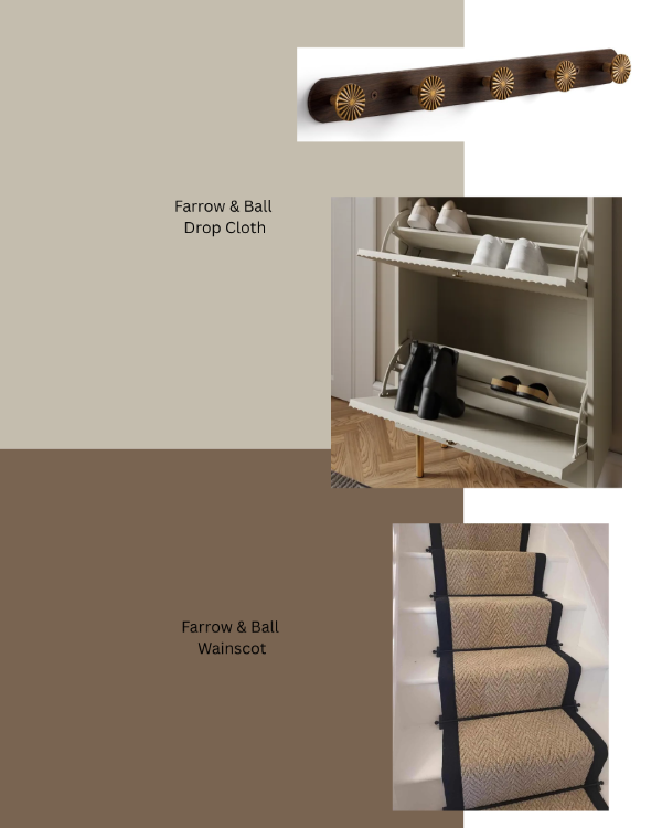 farrow and ball dropcloth hallway ideas - beige and brown