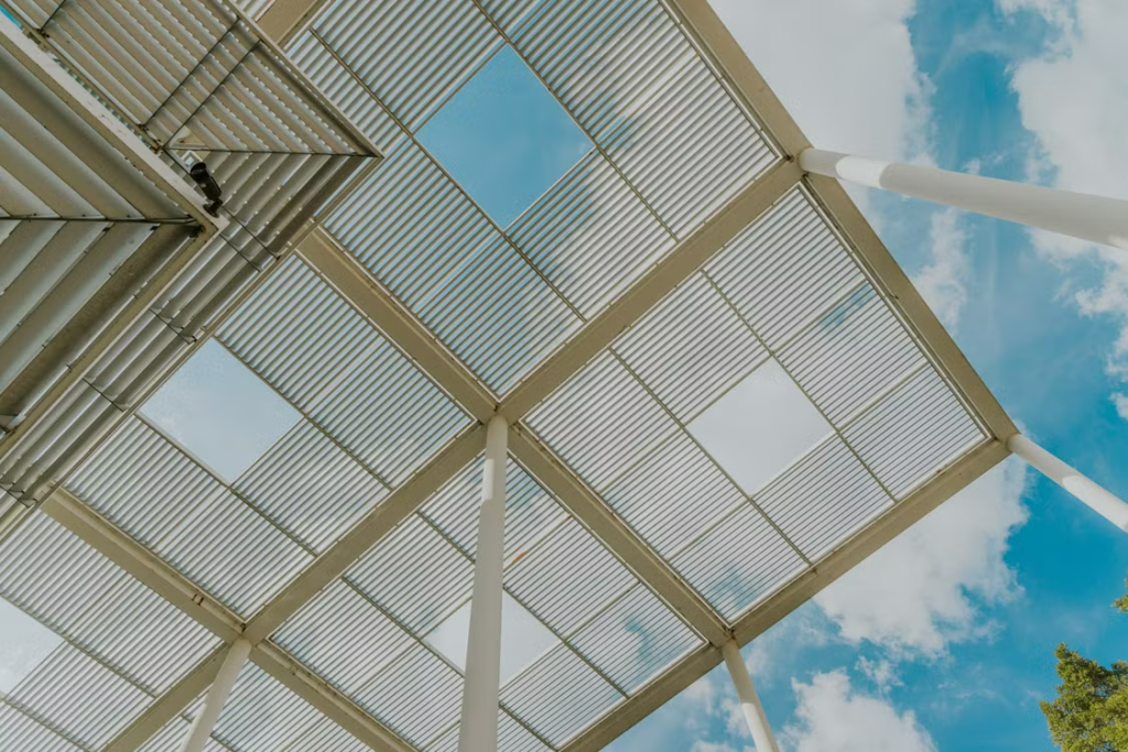 image of a pergola on a sunny way