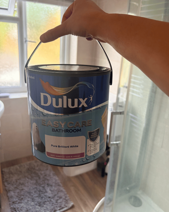 Dulux Brilliant White bathroom ceiling makeover