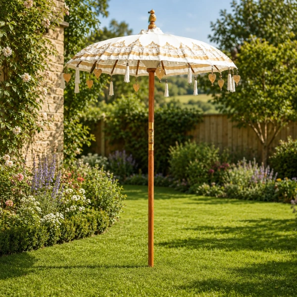 balinese parasol in white