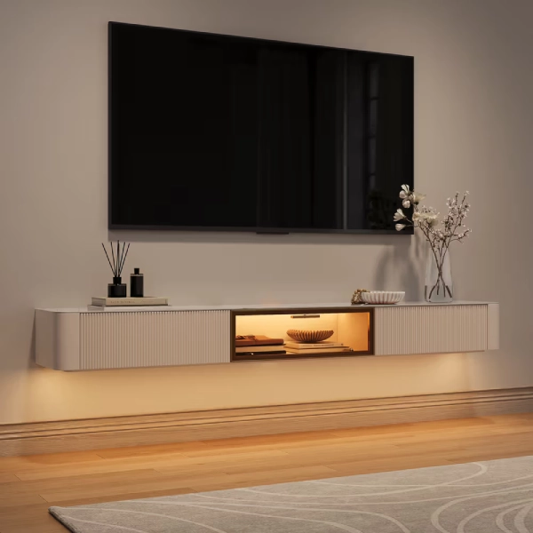 floating storage to go under TV on wall
