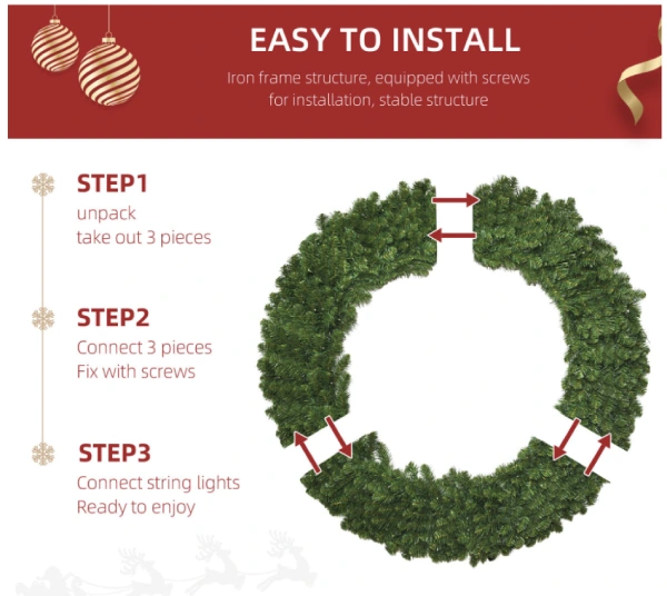 how to install a wreath at christmas